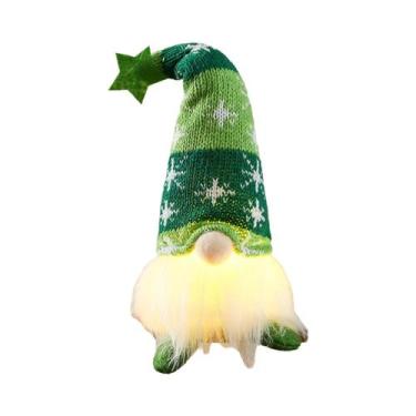 Imagem de Gnomo De Natal Iluminado Com LED E Chapéu De Estrela, Boneco Penduráve