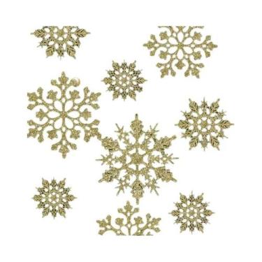 Imagem de Flocos De Neve De Papel Branco Com Glitter 12 Peças Decorações Para Ár