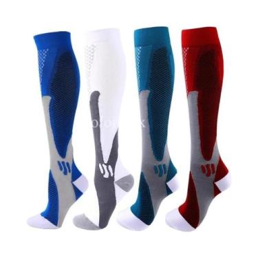 Imagem de Meias De Compressão Unissex 4 Pares Para Esportes, Corrida, Caminhada,
