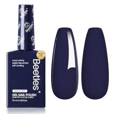 Imagem de Esmalte em gel azul-marinho Beetles – Esmalte em gel clássico azul eclipse sem HEMA de longa duração com LED UV de imersão em gel para arte em unhas salão doméstico 15 ml