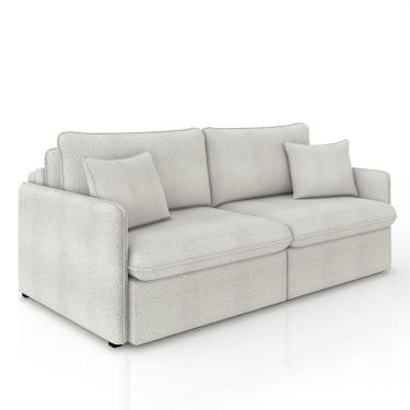 Imagem de Sofá Reclinável e Retrátil Gandalf Bipartido 154cm Caixa Zero com Almofadas Bouclê Cinza G33 - Gran Belo