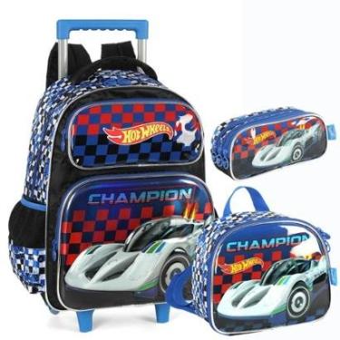 Imagem de Kit Mochila Rodinhas HOT WHEELS Luxcel IC42622 Azul-Unissex