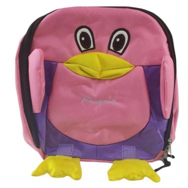 Imagem de Mochila Infantil Escolar De Bichinho Pinguim, Animais Rosa