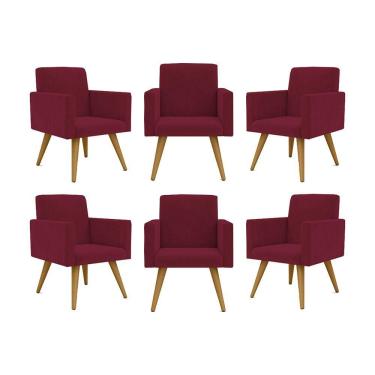 Imagem de Kit 06 Cadeiras Poltronas Decorativa - Escritório - Recepção Cor:marsala