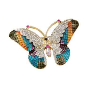 Imagem de Broches De Borboleta Coloridos Com Strass Para Mulheres, Alfinetes De 
