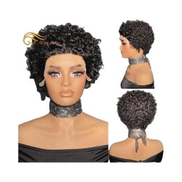 Imagem de Peruca Feminina Curta Cacheada Pixie Cut De Cabelo Humano Brasileiro C