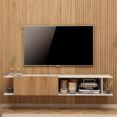 Imagem de Rack Tv 55 Polegadas Sala Home Estante Moderno White Madeira - Deltre,