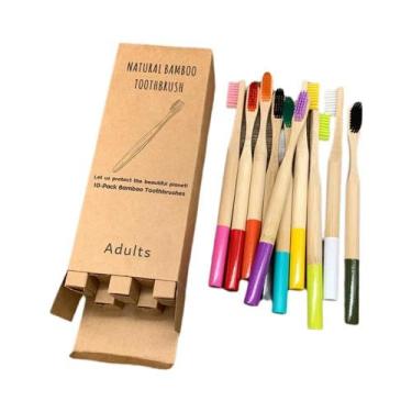 Imagem de Escova De Dentes De Bambu Biodegradável, Cerdas Duras Médias, Punho ar