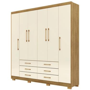 Imagem de Guarda Roupa Casal 223cm 6 Portas Canadá Nature/champanhe - Vila Rica