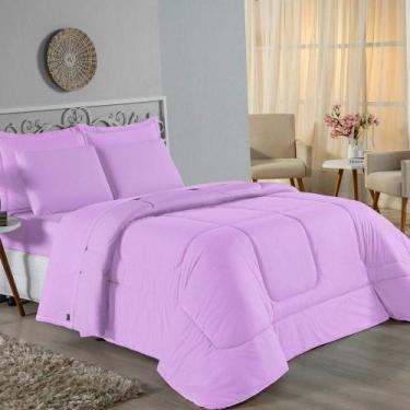 Imagem de Kit Edredom Dupla Face + Jogo De Lençol King Nobre 7 Peças Malha 100% 