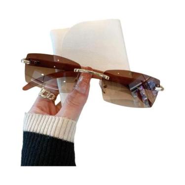 Imagem de Óculos De Sol Fashion Unissex Sem Armação Com Pernas Em Madeira - NONE