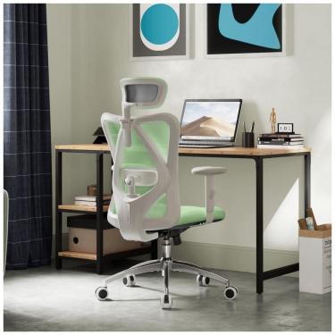 Imagem de Cadeira Ergonômica de Escritório SIHOO M18 Verde Claro, Apoio Lombar Ajustável, Encosto Cabeça Regulável, Malha Respirável, Modelo M18-M181