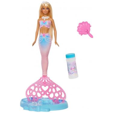 Imagem de Boneca Barbie Sereia Bubble Sparkle com função de bolhas bandeja solução para bolhas e...