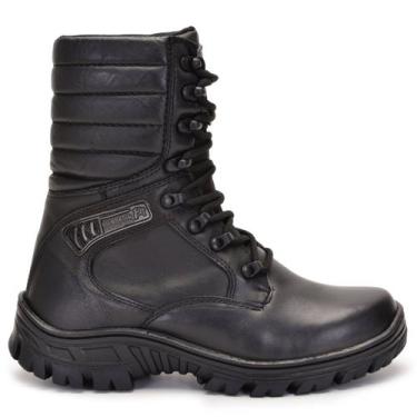 Imagem de Bota Coturno Militar Attack Zíper Couro Palmilha Gel 5189, Preto, 35