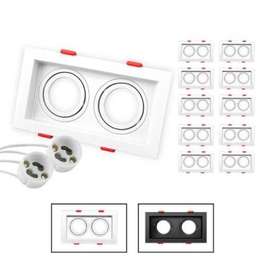 Imagem de 10 Spot Recuado Duplo Embutir Led Mr16 Gu10 Luminária Teto Sala Quarto