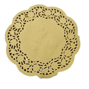 Imagem de Doilies toalha de papel rendado Redondo 12,5cm Amarelo 52un - TodaTrec