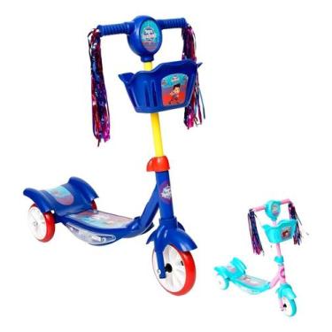 Imagem de Patinete Infantil 3 Rodas Azul Turma Da Aventura Led Unitoys