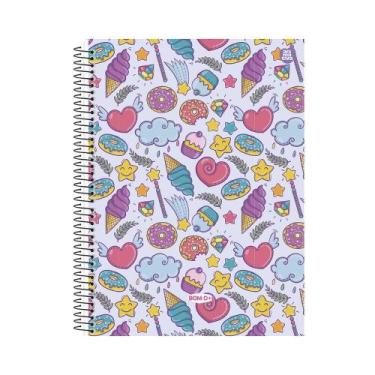 Imagem de Caderno Universitário Capa Dura Doces 10 Matérias 160 Folhas Rosa Com 