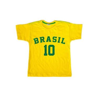 Imagem de Camiseta Brasil Estampada Juvenil - Wju Jeans, 10, Amarelo