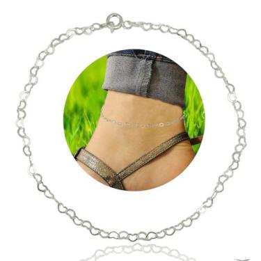 Imagem de Tornozeleira Comprida Elo De Corações Coração Prata Lei 925 - Lojas La