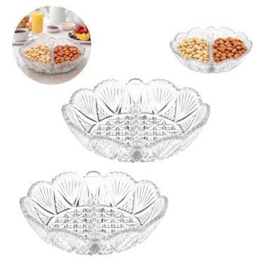 Imagem de Kit 2 Petisqueiras de Vidro com Divisória Resistente Elegante - Freeco