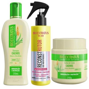Imagem de Shampoo e Máscara Cachos 250ml/g + Reconstrutor Bio Extratus - BMSHBC2