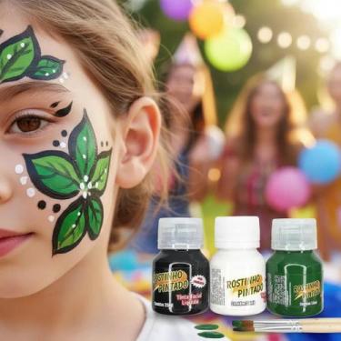 Imagem de Kit 3 Tinta Liquida Pintura Facial 35ml Rostinho Pintado