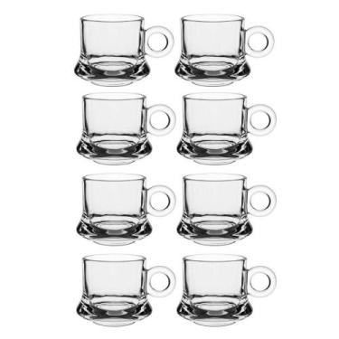 Imagem de Jogo 8 XícarasDe Café Caneca Vidro Robusta Lisa 85ml Em Casa Tem