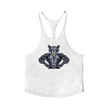 Imagem de Camiseta Sem Mangas De Algodão Com Estampa De Lobo Para Homens, Vestuá