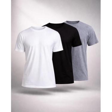 Imagem de Kit 3 Camisetas Básicas Masculinas 100 Algodão Manga Curta Alta Qualid