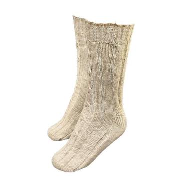 Imagem de Meia de Lã - Tricô Trança - Quentinha e Confortável - Katlen Tricot Co