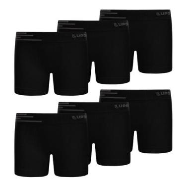 Imagem de Combo 6 Cueca Kids Microfibra Infantil Lupo Sem Costura, Preto, M