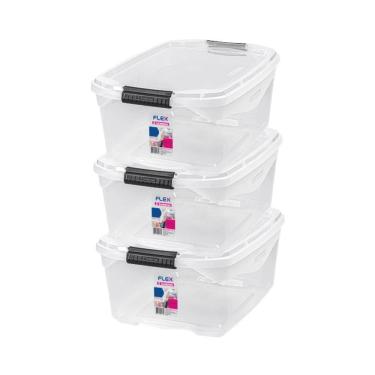 Imagem de Kit Caixa Organizadora Flex para Organização em Plástico com Travas de Segurança para E...
