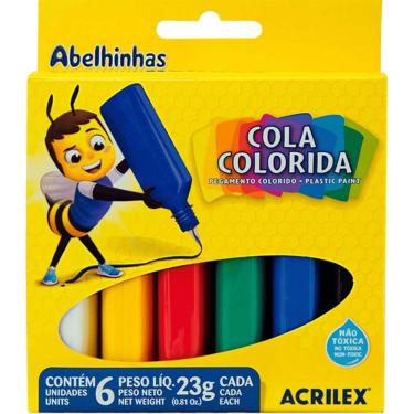 Imagem de Tinta Plástica 03206 para Atividades Escolares e Artesanato com Fórmula Lavável 6 Cores Acrilex