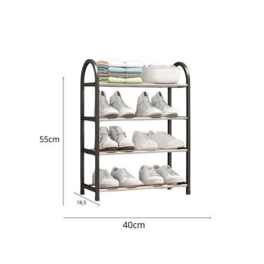 Imagem de Sapateira 4 Andares 4 Prateleiras 40cm Metal Plástico Branco para Até 8 Pares OEM
