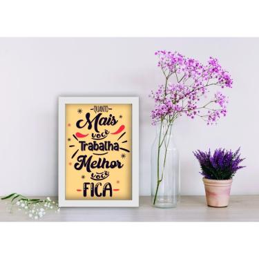 Imagem de Quadro Decorativo Trabalhe! com Frase Motivacional Retangular 20x30CM em Madeira com Vi...