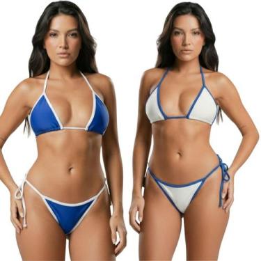 Imagem de KIT 2 Biquíni Brasil Sem Bojo Cortininha Fio com Amarração Bella Fiore
