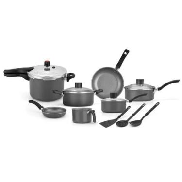 Imagem de Conjunto de Panela Alegrete 10Pçs Enjoy Antiaderente Cinza - 280623