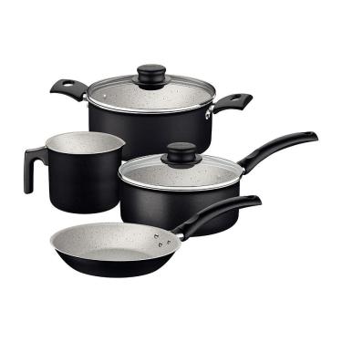 Imagem de Jogo de Panelas Turim Aluminio Revestimento Antiaderente 4 Peças Preto - Tramontina 20298044