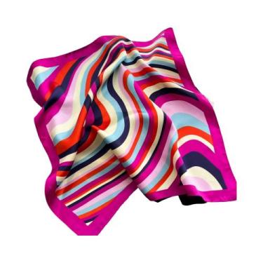 Imagem de Lenço De Seda Quadrado De Luxo Feminino, Hijab, Faixa De Cabelo, Xale 