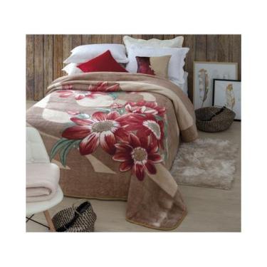 Imagem de Cobertor Jolitex Casal Kyor Plus 1,80x2,20m Perugia, Bege e vermelho, 