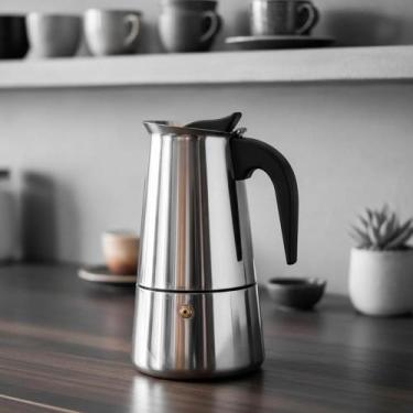 Imagem de Cafeteira Italiana Inox Premium para 6 Xícaras Casa Cozinha Escritório
