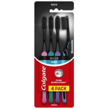Imagem de Escova De Dentes Colgate Slim Soft Black Com 4 Unidades