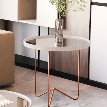 Imagem de Mesa Lateral Redonda Espelhada Alamanda JB Moveis