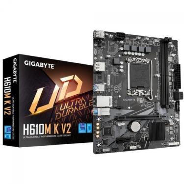 Imagem de Placa Mãe Gigabyte H610M K V2, Chipset H610, Intel LGA 1700, M-ATX, DD