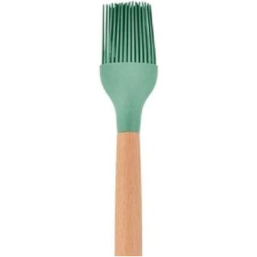 Imagem de Pincel Culinário de Silicone Verde Cabo Madeira - Genérico