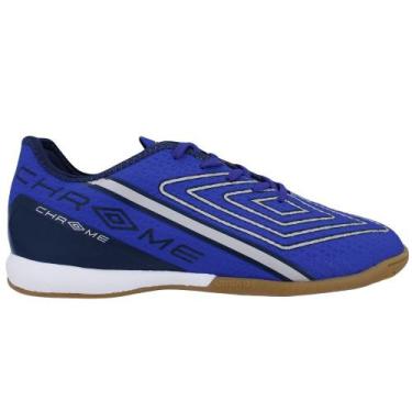 Imagem de Tênis Umbro Futsal Chrome Masculino, Azul, Prata, 41
