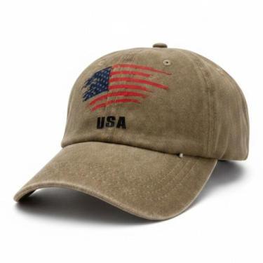 Imagem de Bone USA Retro Vintage Desbotado Estados Unidos Baseball - Bege - Luke