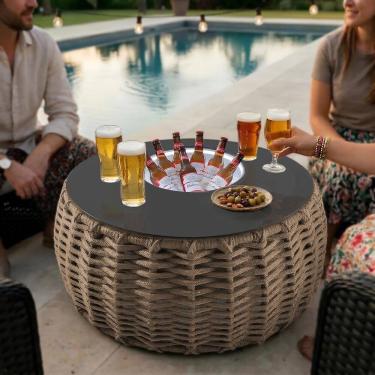 Imagem de Mesa de Centro Cervejeira em Aço e Corda Náutica Rami Harpia