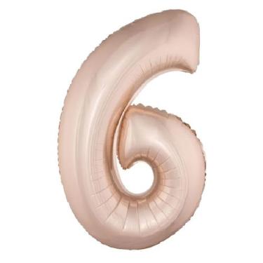 Imagem de Balão Metalizado Rose Gold Número 6 - 1 Metro - Funny Fashion